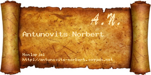 Antunovits Norbert névjegykártya